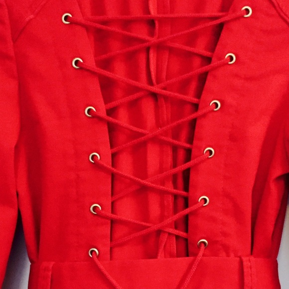 Anthropologie Elevenses Red Corset Trench, Size 4 - Picture 4 of 4